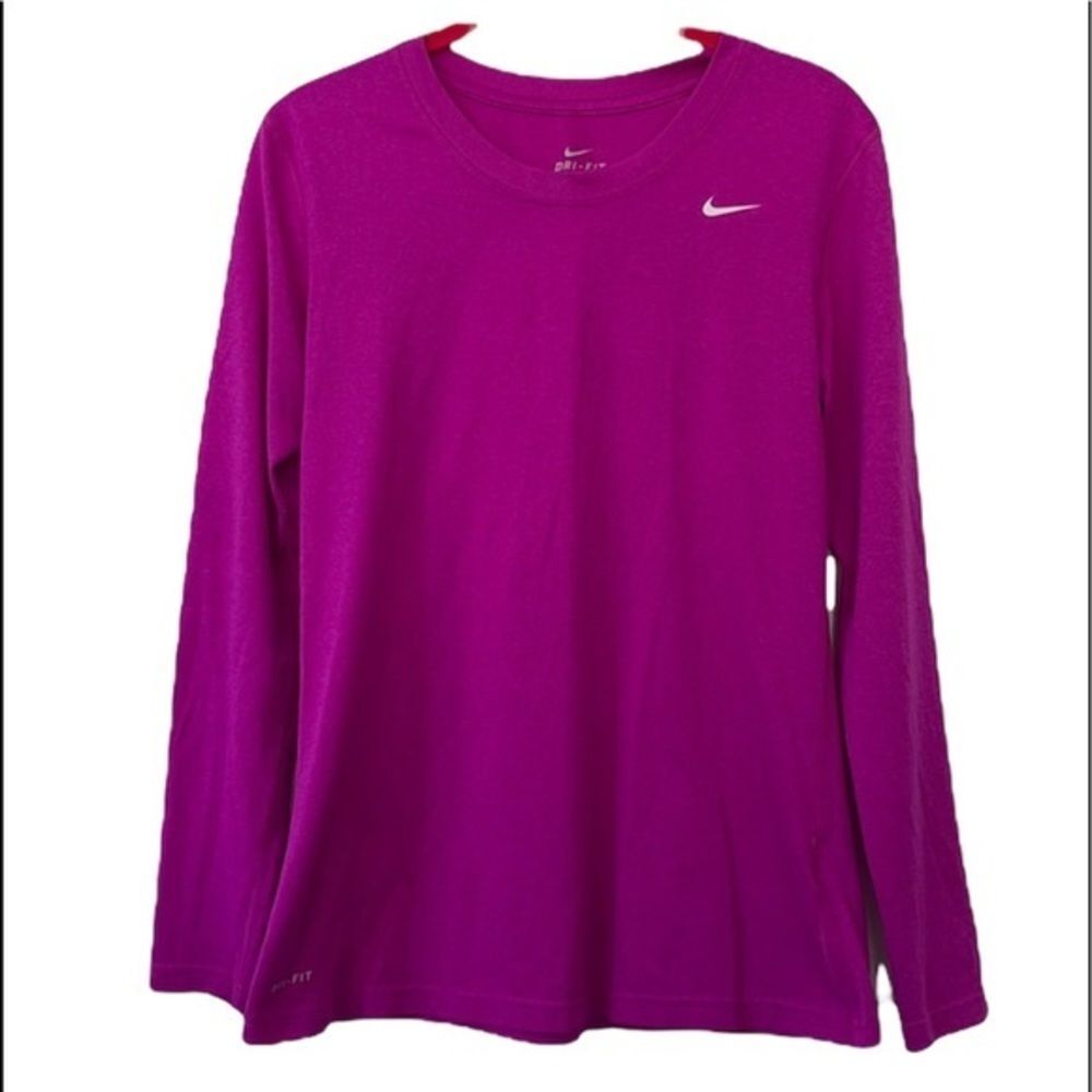 NIKE Dri-Fit Long Sleeve Tee Top Women's Medium Long Sleeve Fuchsia